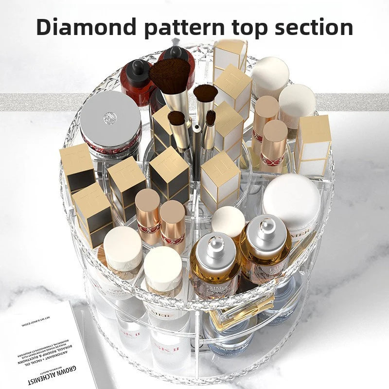 360° Rotating Makeup Organizer – Large Capacity Acrylic Storage Tower