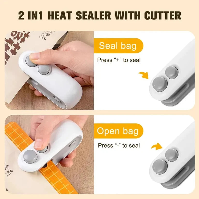 2-in-1 Mini Bag Heat Sealer with Cutter – Rechargeable