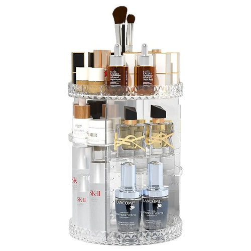 360° Rotating Makeup Organizer – Large Capacity Acrylic Storage Tower