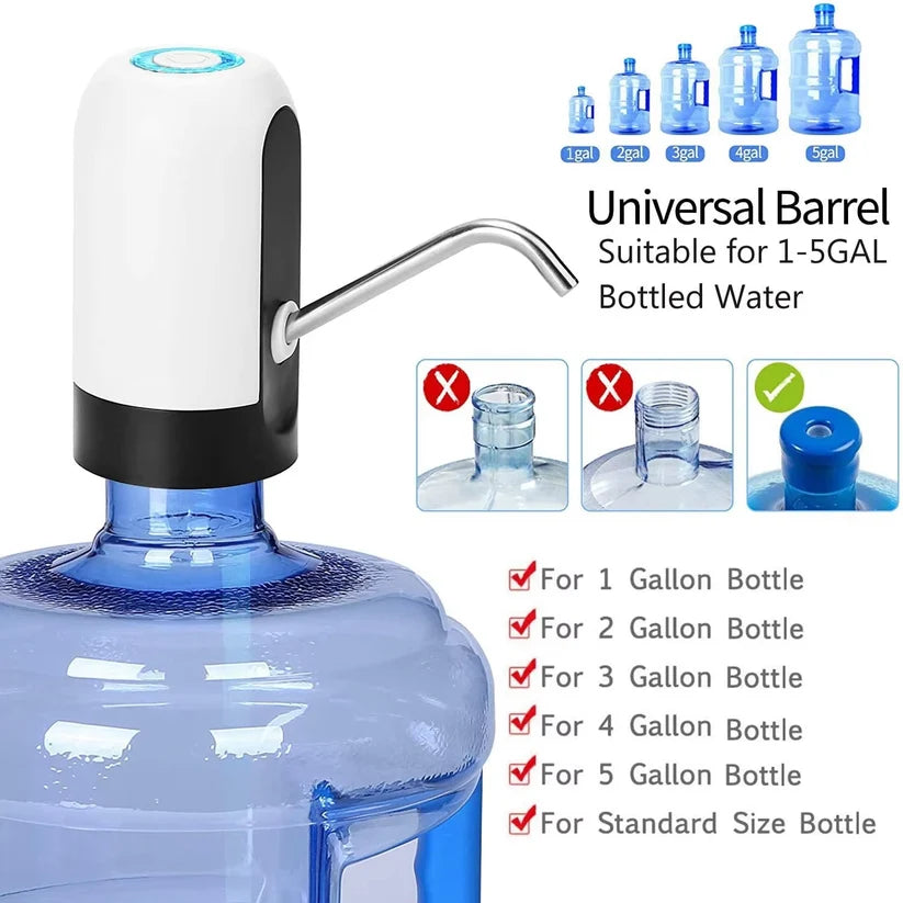 Electric Water Pump Dispenser – One-Button USB Rechargeable