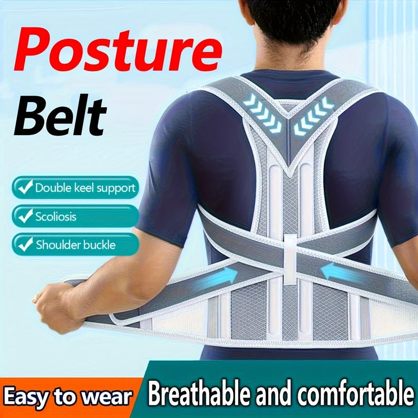 Posture Corrector Belt with Double Keel Support – Breathable Back Brace