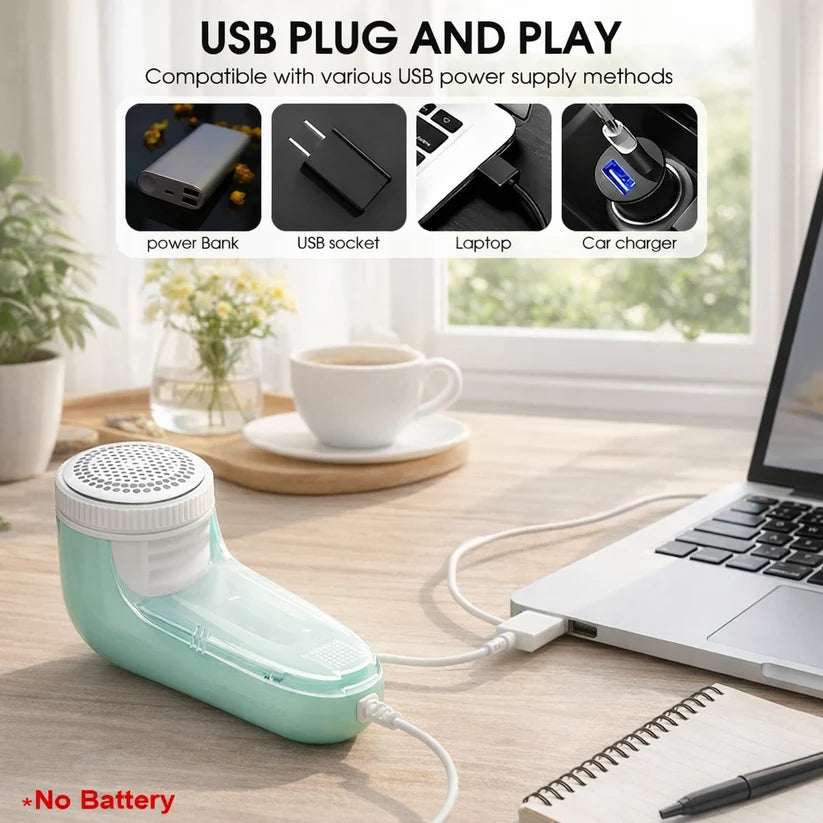 Electric Lint Remover & Fabric Shaver – USB Rechargeable with 3-Leaf Blade