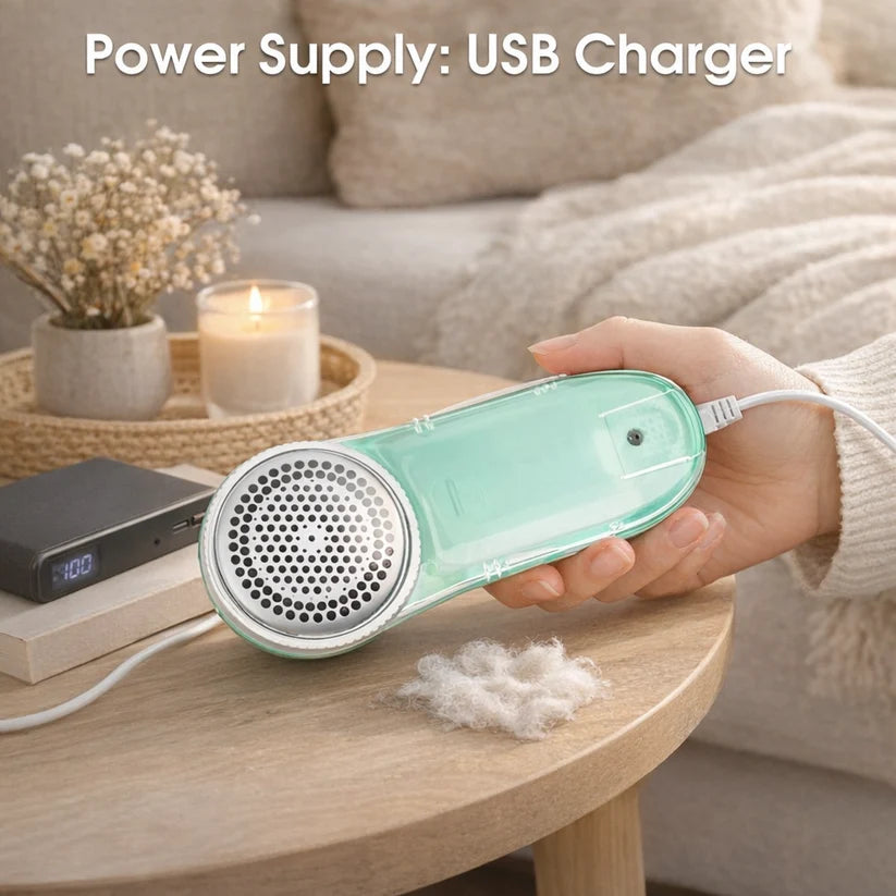 Electric Lint Remover & Fabric Shaver – USB Rechargeable with 3-Leaf Blade